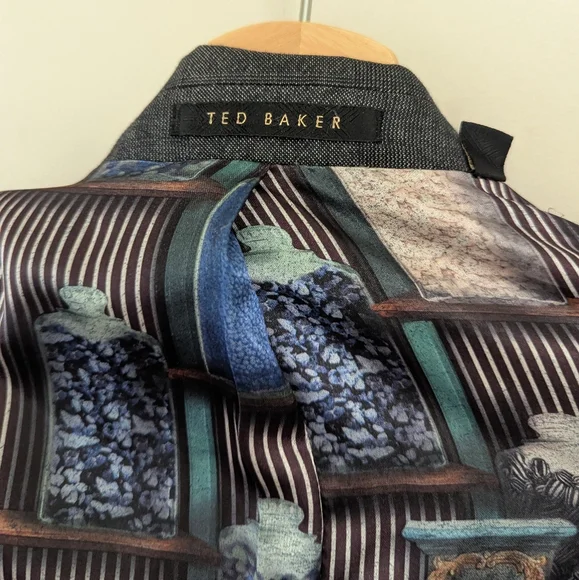 Ted Baker London Men's Modern Fit Blazer Grey Check Wool‎ Apothecary - Picture 12 of 16